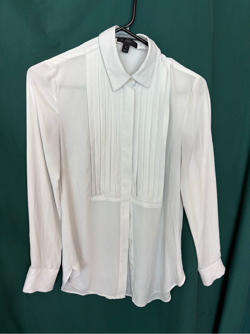 J crew Off White grey Pleated Front Button-Up Shirt